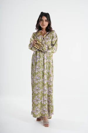 Golden Petal Maxi Dress