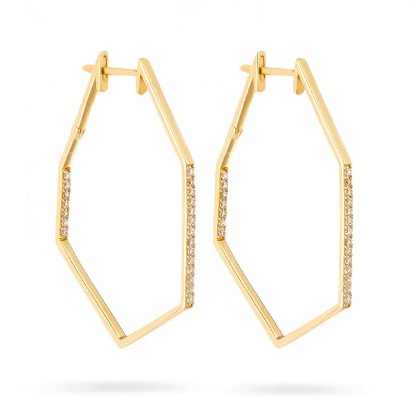 Hexagonal Hoop Earring Gold - Image 3