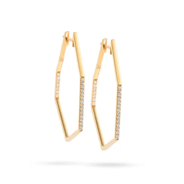 Hexagonal Hoop Earring Gold - Image 2